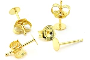 ‎NATURSCHATULLE NaturSchatulle Ohrstecker Rohlinge 925 Silber 18k Gold Butterfly Verschluss 5 Paar Ohrringe Basteln DIY Schmuckherstellung Nickelfrei