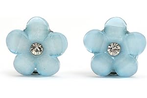 IDIN JEWELLERY Idin Clip-on Earrings - Blue flower with rhinestone clip-on earrings