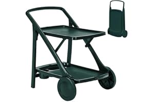BONUSSI Carrello Cucina Portavivande Esterno in Resina con Vassoio Portabottiglie Verde