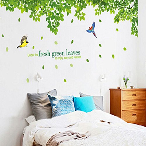 SmartLegend Abnehmbare Wandsticker Wandtattoo Größe: (90cm*60cm) x2 Home Dekoration Wohnzimmer Schlafzimmer Wald Blättern Sommer Romantik - 2