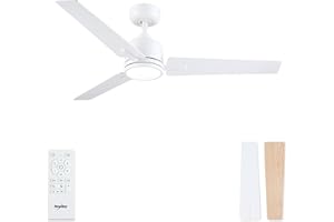 Newday Deckenventilatoren Weiß mit Beleuchtung Dimmbar, 107cm Deckenventilator mit Fernbedienung Leise Reversibel, Ventilator Decke mit Speicherfunktion, 3 Timer 6 Geschwindigkeiten für Schlafzimmer
