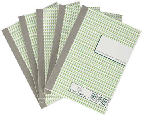 Exacompta 3240SE Un lot de 5 Manifold petits carreaux 50 feuilles Dupli autocopiant numéroté, 14.8 x 10.5 cm