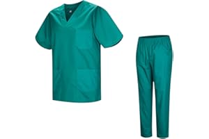 VICTORY Uniforme Sanitario Unisex Pijama Médico Conjunto Ropa Trabajo Enfermera Limpieza Estética Casaca Y Pantalón Cintura Bolsillos Lavable Comodo Auxiliar De Enfermería - Serie 817&8312