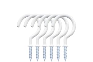 HEUSKAY 12 ganchos de tornillo, ganchos de techo de taza, soporte de plástico resistente para colgar plantas (7,3 cm, blanco)