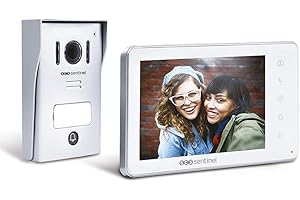 SCS Sentinel, Interphone Vidéo Filaire, Portier avec Platine de Rue d'Extérieur avec visière, Façade en Aluminium, Système Anti-Vandale, Vision Nocturne, Écran 18 cm, Visiokit 7, Garantie 3 Ans