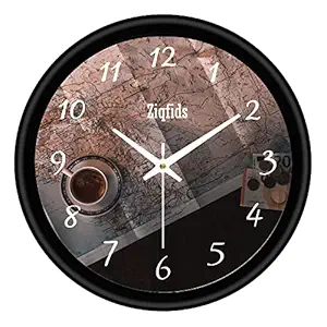 ZIQFIDS Wall Clock for Home Stylish Art Design Printed Clocks Home Living Room Bedroom Office Decor Item | 25.4 cm X 25.4 cm Big Size | Modern Style & Easy to Read Round Clocks