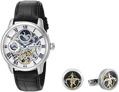 Thomas Earnshaw Men's 'Longitude' Automatic Stainless Steel and Leather Dress Watch, Color:Black (Model: ES-8006-SETA-01)