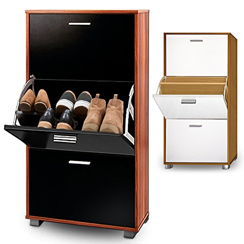 Schuhschrank Schuhkipper Schuhregal Flurschrank Kommode Schuhkommode Schuhklapper Regal 3 Klappen Schwarz