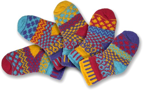 Solmate Socks - Odd or Mismatched Baby Socks, Two Pairs With a Spare, Made in USA with Recycled Cotton Yarns Firefly Extra Small (Newborn)