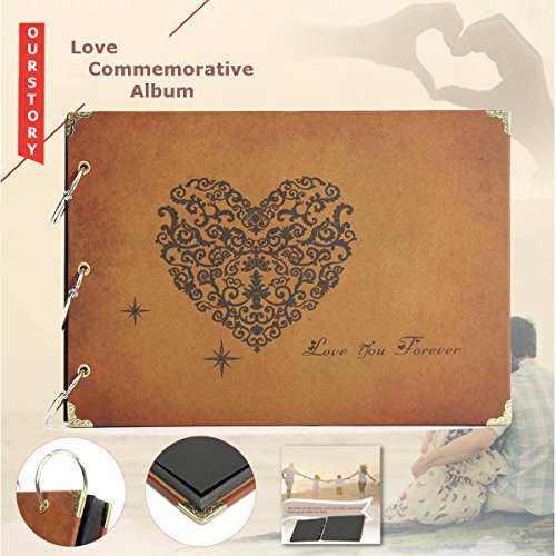Mohoo Fotoalbum DIY Retro Fotoalben Lederprägung handgemacht Mit 30 Karten 10 Zoll Geschenk für Kindertag - 2