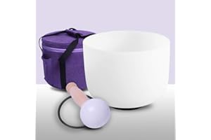 ENERGYSOUND - Cuenco tibetano de cristal de cuarzo de 20 cm, para cantar, 432 Hz, F, chakra del corazón. Incluye bolsa de transporte