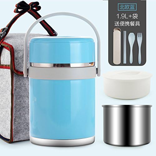 yxhflo Stainless Steel Thermos Bucket Microwave Oven Is Insulated Lunch Box Compartment 3 Three-Tier Adult Bento Box Lunch Box 1.9L,06, []