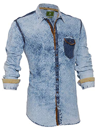 Zorro Shirt for Men – Denim Blue Color Shirt for Men - 100% Denim Fabric with Softner Washed Shirts – Regular Fit Formal Shirt for Men – Long Sleeve Printed Shirt – Stylish Shirt for Men