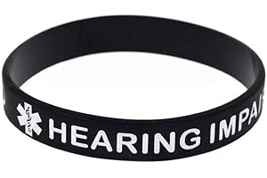 Hearing IMPAIRED Medical Alert Wristband Hearing Awareness Silicone Bracelet (Gift Box Goodies) UK (Black)