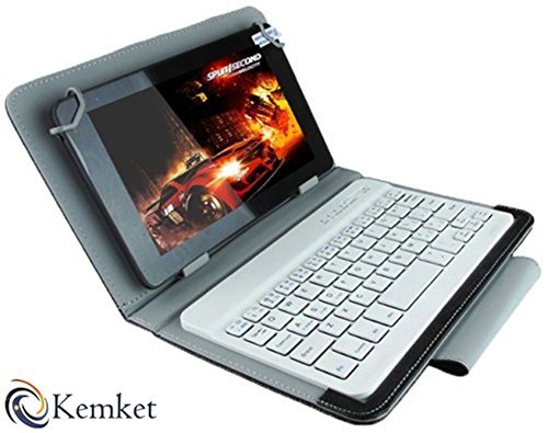 kemket Bluetooth-Tastatur Fall, 17,8 cm Tablet Portfolio Leder Case [mit abnehmbarer Bluetooth-Tastatur] Smart faltbar Cover für Samsung Galaxy Note 8.0/Tab 2 7.0/Tab 3 7.0/Tab 4 7.0/Tab 3 Lite 7/Tab 3 8.0/Tab 4 8.0/Tab Pro 8.4 /Tab S 8.4/Acer A1–810/W3–810/ipad mini/Neue iPad Mini Retina Display/Asus Memo Pad HD 7/Dell Venue 8 Pro/Nexus 7/Nexus 7 HD/17,8–20,3 cm Tablets/Unterstützt Android/iOS/Windows - 6