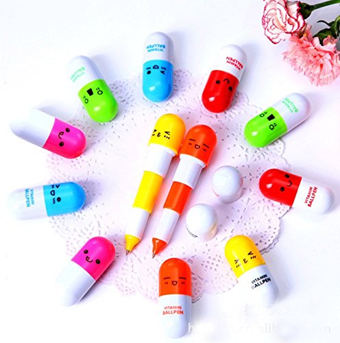 Cdet 6 Pcs Kugelschreiber Stift Gesichtsausdruck Englisch Kunststoff Ausdruck Pille Teleskop Stift Kapsel Stift Rot / Grün / Gelb / Blau / Orange / Rose Rot Kreativer Stift - 9