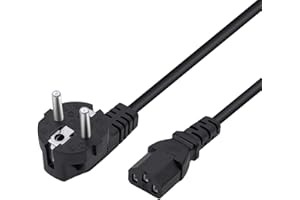 ‎MCBAZEL Mcbazel 1,5m C13 Stromkabel 250V 16A AC Stromkabel C13 Standard 3-Pin Steckdose für Stromanschluss für PC Monitor Computer Beamer/Drucker/Elektroherd/Projektor - EU Stecker