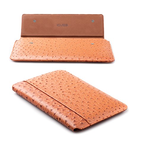 MacBook Pro 15“ Tasche | passend für 14.0 bis 15.6 Zoll Laptops | Ostrich Optik karamell | iCues Piquante Etui | weitere Leder-Imitat – und Farbvarianten verfügbar | universelle Schutz-Hülle mit Geschenk-Box - 2