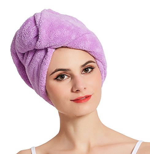Mikrofaser groß Haarpunzel Turban Haartrockentuch Handtuch Kopftuch Haartrockentuch Handtücher (Rot+lila+blau 3er-Pack) - 4
