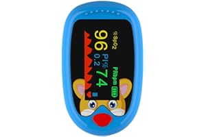 FONCBIEN Pulsoximeter Fingeroximeter，Pulsoximeter für Kinder mit TFT-Display – Tragbarer Fingerclip-SpO2-Monitor zur Messung von Blutsauerstoff & Herzfrequenz | Schnelle Ergebnisse in 3-5 Sekunden (blau)
