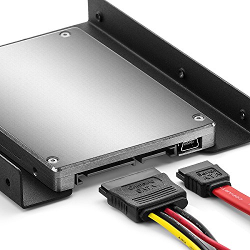 deleyCON Einbaurahmen für 2,5″ Festplatten / SSD’s auf 3,5″ Adapter Wechselrahmen Mounting Frame Halterung Schienen inkl. Schrauben SATA Kabel und Stromadapter - 4