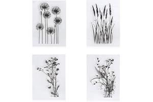 arriettycraft 4pcs/Set Dandelion Lavender Flowers Leaves Stamps Rubber Clear Stamp/Seal Scrapbook/Photo Decorative Card Making Clear Stamp