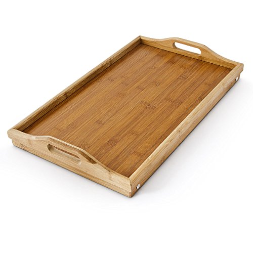 Edles BAMBUS Tablett – 50 x 30 cm – Betttablett – Holz Tablett – Frühstückstablett – Tisch für Bett - 4