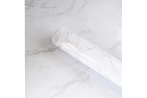MERCOY 60cmx3m Marble Wallpaper Self Adhesive Peel and Stick Wallpaper Granite Grey/White Contact Paper Marble Vinyl Wallpaper Decorative Bedroom Bathroom Kitchen Countertops Cabinet