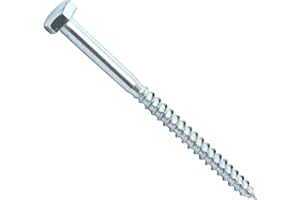 AERZETIX - C44601 - Lot de 10 - Tirefond/vis à bois M10x140mm - à tête hexagonale 6 pans - DIN571 - en acier-zingué - assemblage fixation charpente ossature contreplaqués agglomérés