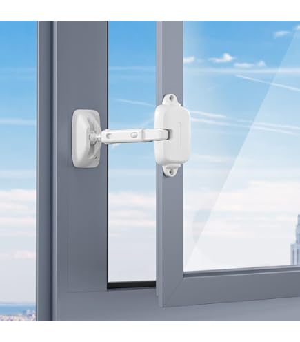 QMAHA 2 Blocchi Di Sicurezza Per Finestre Con Chiave, Autoadesivi E Con Viti, Protezione Bambini Per Finestre E Armadi, Con 4 Chiavi