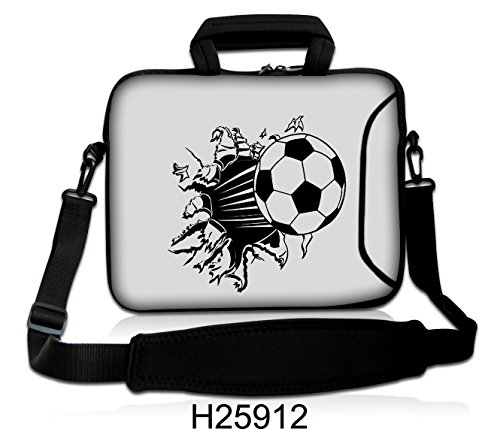 Laptop TASCHE BEUTEL 17" 17,6" zoll Fall Neopren mit Griff und Gurt für Notebooks Dell HP Macbook Samsung Apple Toshiba FOOTBALL
