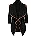 Produktbild Kavitoz Damen Lightweight Asymmetrisch Offene Mantel Strickjacke Cardigan Strickmantel mit Tasche (M, Schwarz)