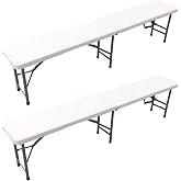 The Homeweeks Pack of 2 Folding Benches Solid180cm | Portable | Public Use Regulations Indoor/Outdoor | EN 581-1/2 | HDPE Res