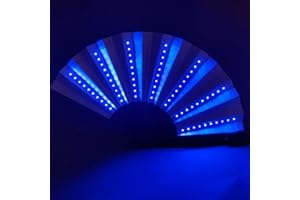 ZXCVWWE Folding Hand Rave Fan With Light,Glowing Hand Fan,Folding Fan, Led Fan, Light Up Hand Fan Stage Performance Show Glowing Light Up Birthday Party Gift Wedding Home Decor Night Club Fluorescent Props