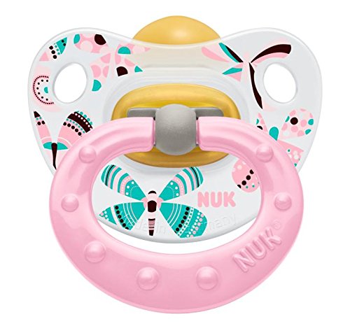 NUK Classic Happy Kids Latex Soothers (0-6 m, Butterfly)