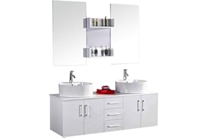 SIMBA S.R.L. Mobile Bagno White Lion arredo Bagno arredobagno 150 cm Bianco Laccato Mobile + lavandini + specchi + 2 miscelatori Completo Moderno Il Piu Venduto