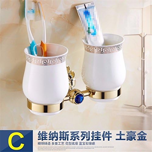 STAZSY European-style antique black brush in the toothbrush Cup Continental Cup goldenrose gold retro double Cup holders on mug racks metal pendants, local gold