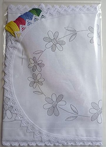 Komplette Stickpackung Läufer 32x73cm Blumenranke Spannstich - 2