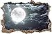 Produktbild Pixxprint 3D_WD_2083_92x62 Vollmond am Wolkenhimmel Wanddurchbruch 3D Wandtattoo, Vinyl, bunt, 92 x 62 x 0,02 cm