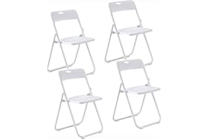 LeChamp 4 Pack Plastic Folding Chairs Desk Chair Suitable for Indoor/Outdoor Commercial Grade Seat Capacity for Office Wedding Party Dining White