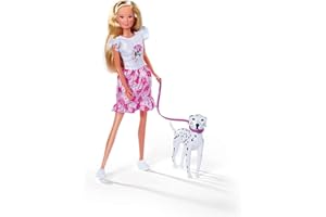 Simba Steffi Love Cute Walk, Spaziergang mit Zwei Dalmatinern, mit Scooter für Evi, 12cm und 29cm Spielpuppen, ab 3 Jahren (105733605)