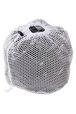 EJY Blanc sacs à linge, Cordon de serrage grosse maille trou laver sacs, Sacs de blanchissage, filet de lavage de chemisier/ soutien-gorge/ sous-vêtements ou chaussettes (XL)