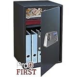 profirst Delfi 4 caja fuerte Antracita con cerradura electrónica, 2 estantes regulables, ideal para joyas, documentos, B45 X H67 X t38,5 cm, 26 kg, incluye material de fijación)