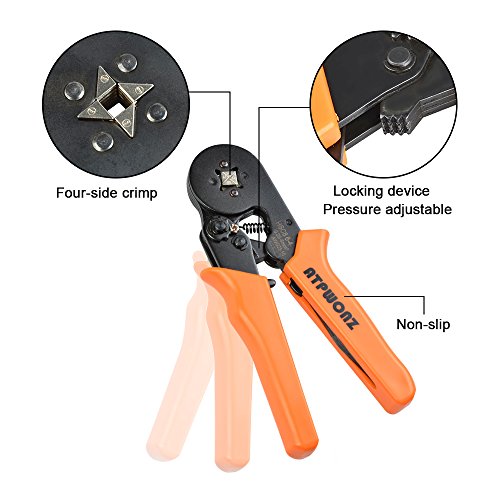 ATPWONZ Aderendhülsen Crimpzange Crimpwerkzeuge Set, 0.25-6.0mm Crimp Tool mit 800 Ratsche Kabelschuhe für isolierte unisolierte Aderendhülsen Ratsche Kabelschuhe - 3