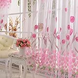 Rosa Tulpe Printed Tüll Vorhangstoffe Sheer Panel amerikanische Land Art - 3