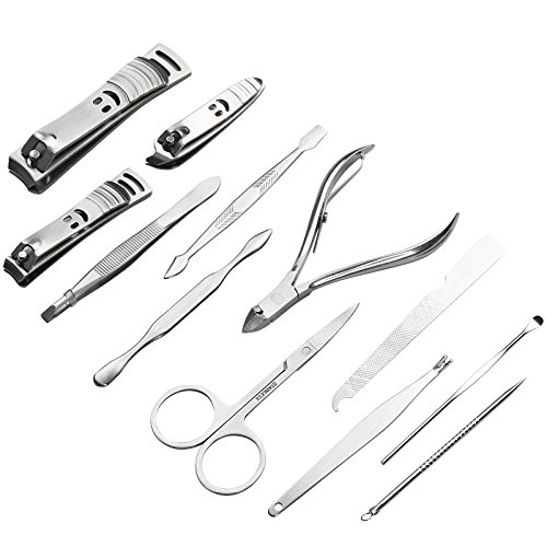 12-teiliges Nageletui Nagelpflege Set für Maniküre und Pediküre inkl. Nagelzange, Nagelknipser, Nagelschere, Pinzette etc. - 5