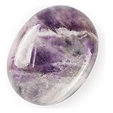 Hxswkk Amethyst Worry Stone Palm Stone Healing Crystals Hand Carved Gemstone Pocket Thumb Chakra Anxiety Healing Stones For Cleansing And Protection
