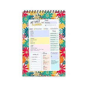 Flower Theme Daily Planner Diary (A5 Size - 8.5