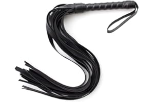 Satargo Black Whip 48cm Length, Fancy Dress, Lightweight Role Play Prop Novelty Durable Horse Riding Crop for Equestrian Performances Horse Training Stage Acts and Cosplay