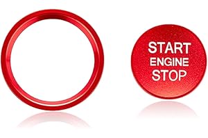 DIFLAX Copertura Pulsante Start Stop, Adesivo Accensione Spegnimento Auto, Fibra di Carbonio Accessori Interni per Audi A4 A5 A6 A7 A8 Q5 Rosso 1.34x1.06 Pollici